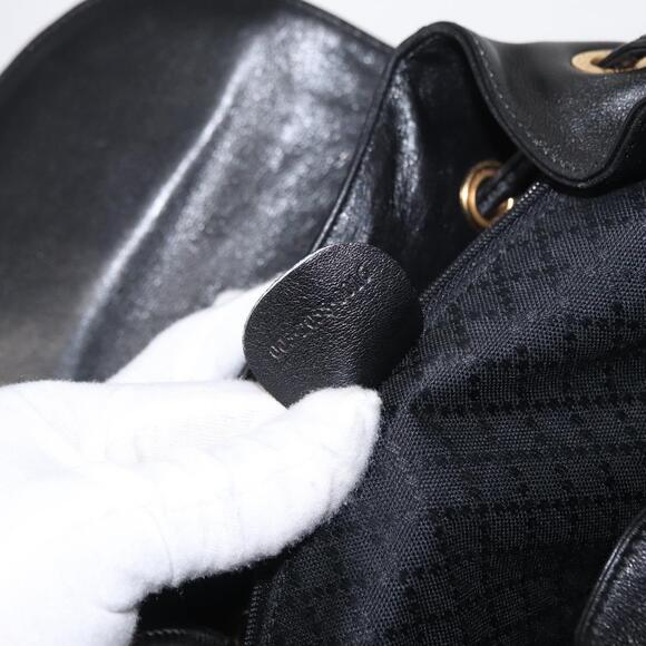 GUCCI Bamboo Backpack Leather Black Gold 003 2058 0016 Auth kk594 main image 6